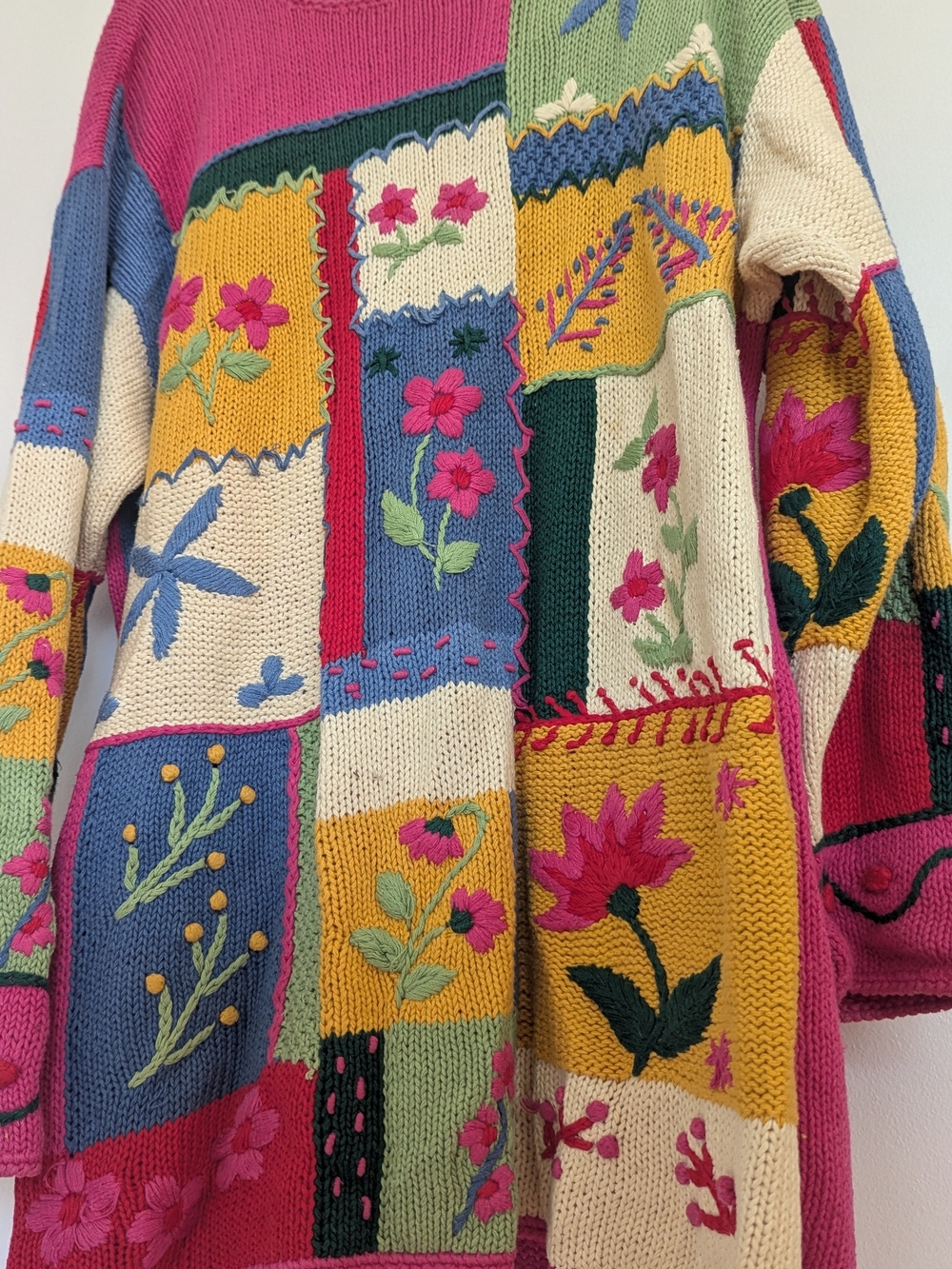 Multicolor Patchwork Floral Knit Sweater - Picture 5 of 5